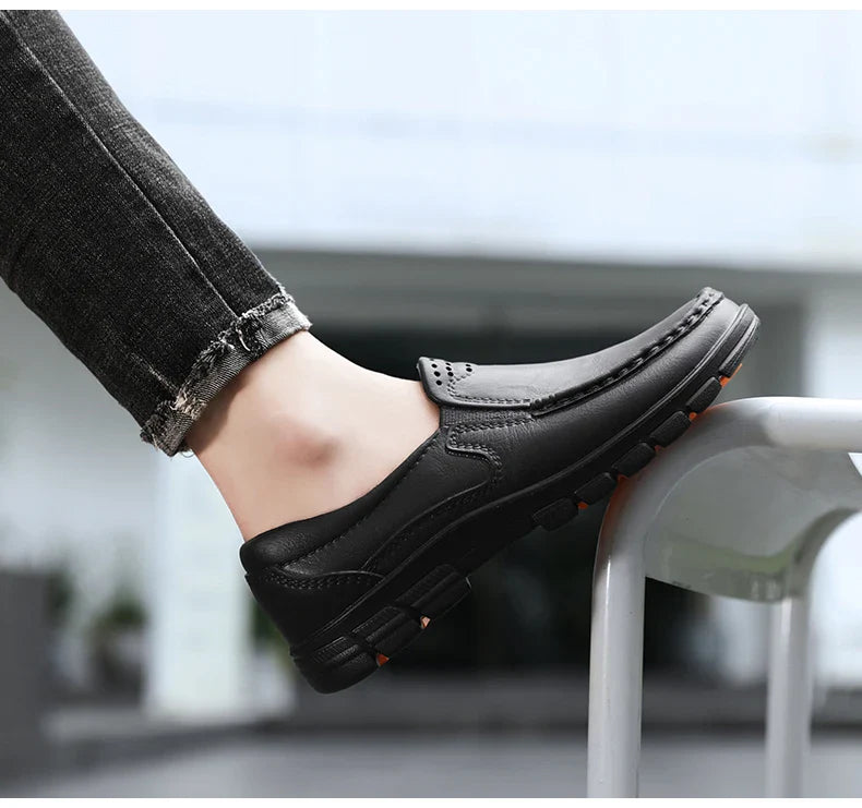 Chef Shoes for Men – Anti-Slip, Oil-Resistant Leather Work Shoes, Plus Size Business Casual with Soft Sole & Comfort