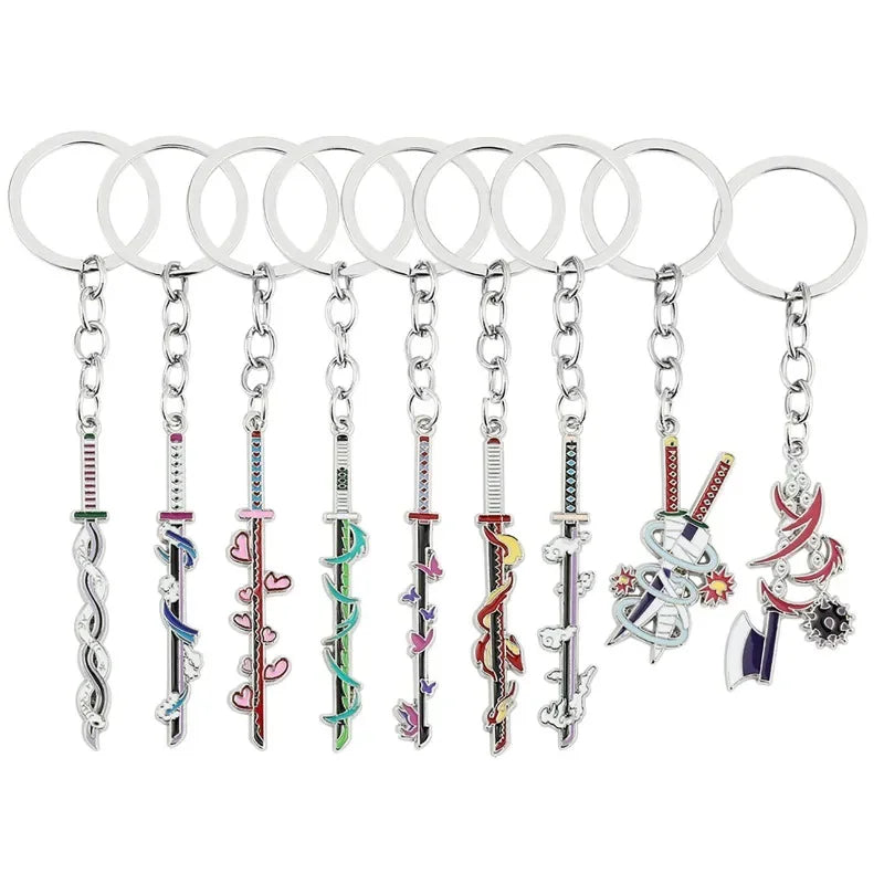 Anime Demon Slayer Sword Keychain – Mini Japanese Katana Enamel Pendant Souvenir Key Ring Bag Charm Exquisite Gift Decor