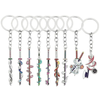 Anime Demon Slayer Sword Keychain – Mini Japanese Katana Enamel Pendant Souvenir Key Ring Bag Charm Exquisite Gift Decor