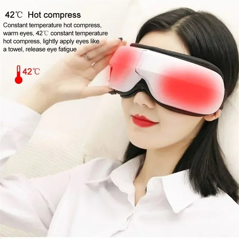 6D Rechargeable Eye Massager – Vibrating Hot Compress with Bluetooth Music for Relaxation, Sleep Improvement & Eye Care