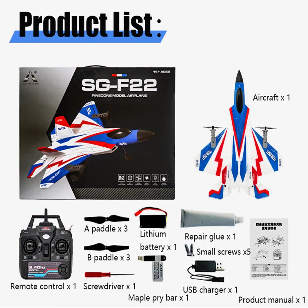 RC F22 Stunt Plane — 2.4G Remote Control 3D Glider Airplane EPP Foam Toy for Kids
