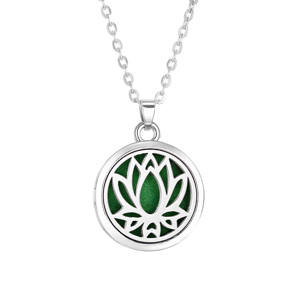Tree of Life Aromatherapy Necklace – Stainless Steel Essential Oil Diffuser Locket Pendant