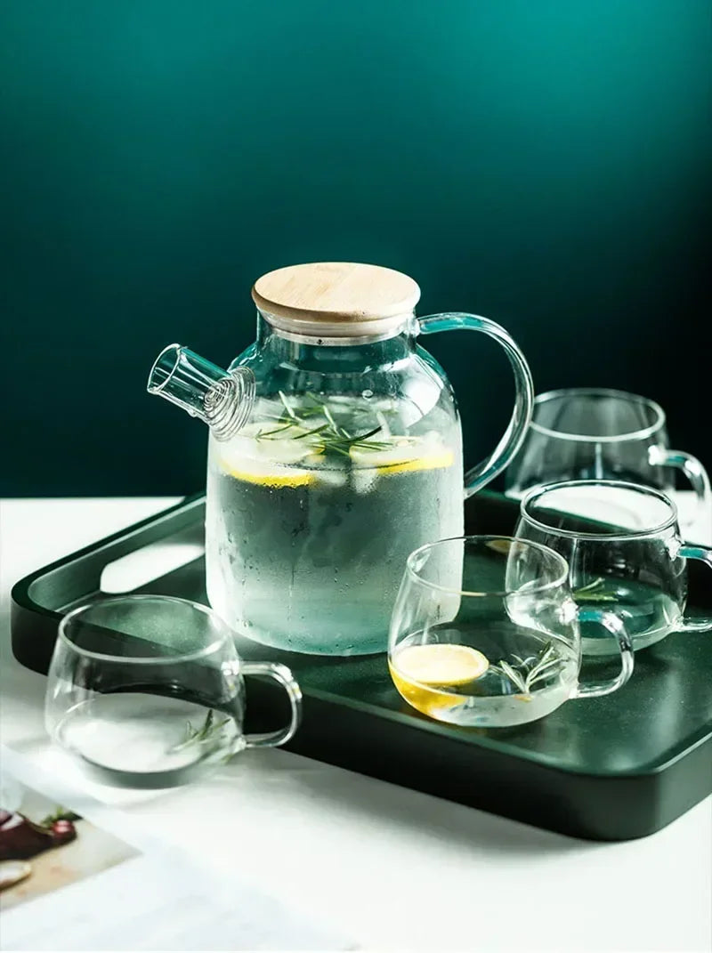 1.8L Transparent Borosilicate Glass Teapot – Heat-Resistant Large Clear Tea Pot for Puer, Flower Tea, Office & Home