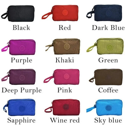 Large-Capacity Three-Zipper Wallet & Handbag – Retro Mobile Phone Bag & Portable Fashion Storage for Women & Students