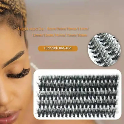 100Pcs Individual Eyelash Clusters (10D/20D/30D/40D) – C/D/DD Natural False Eyelash Extensions Lash Grafting Bunch Set