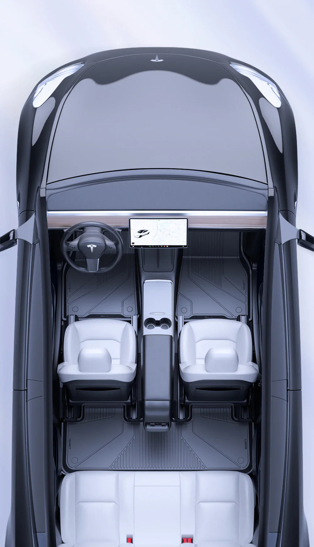 YZ Floor Mats for Tesla Model 3/Y 2021-2023 — Waterproof, Non-Slip TPE Car Accessories