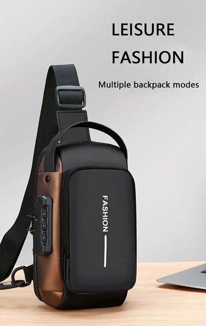 Durable Oxford Fabric Men’s Sling Bag — Stylish Motorcycle Crossbody Chest Pack with Phone Pocket & Zip Closure for Daily Commute