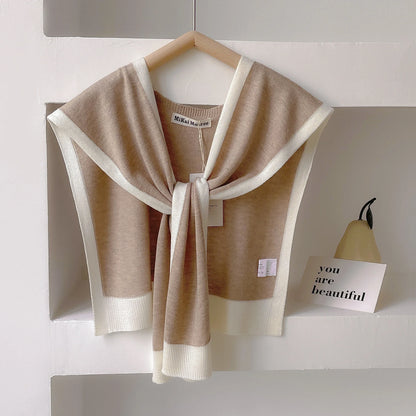 Spring & Autumn Striped Knitted Shawl – High-Grade Neck and Shoulder Scarf for Summer Office & Air-Conditioned Rooms