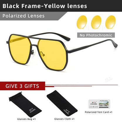 CLLOIO Anti-Glare Day & Night Vision Glasses – Polarized Photochromic UV400 Driving Sunglasses for Men & Women