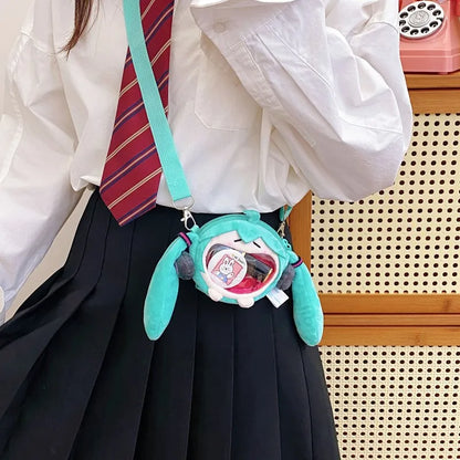 Hatsune Miku Coin Purse Shoulder Bag – Kawaii 14cm Plush Headphone Bag, Cartoon Crossbody Keychain Pendant, Perfect Girl Gift