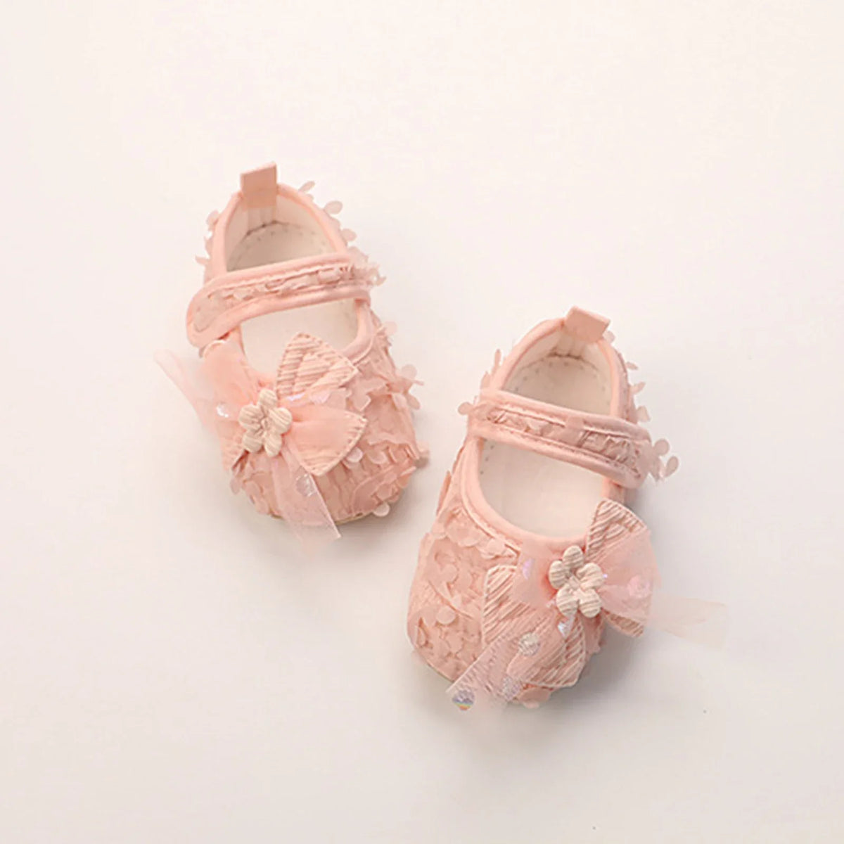 Baby Girl Princess Bow Flats - Soft Sole Petal Walker Shoes for Newborns & First Walkers