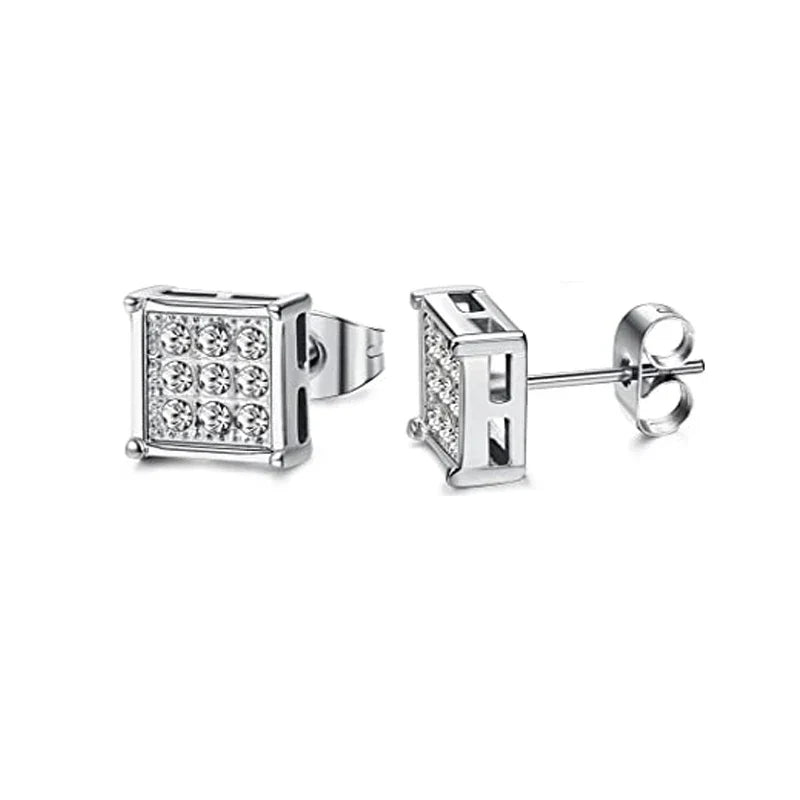 1–8 Pairs Stainless Steel Cubic Zirconia Stud Earrings Set – 6MM Unisex Minimalist Ear Piercing Jewelry for Men & Women
