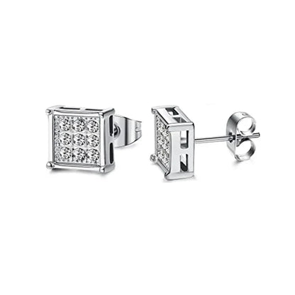 1–8 Pairs Stainless Steel Cubic Zirconia Stud Earrings Set – 6MM Unisex Minimalist Ear Piercing Jewelry for Men & Women