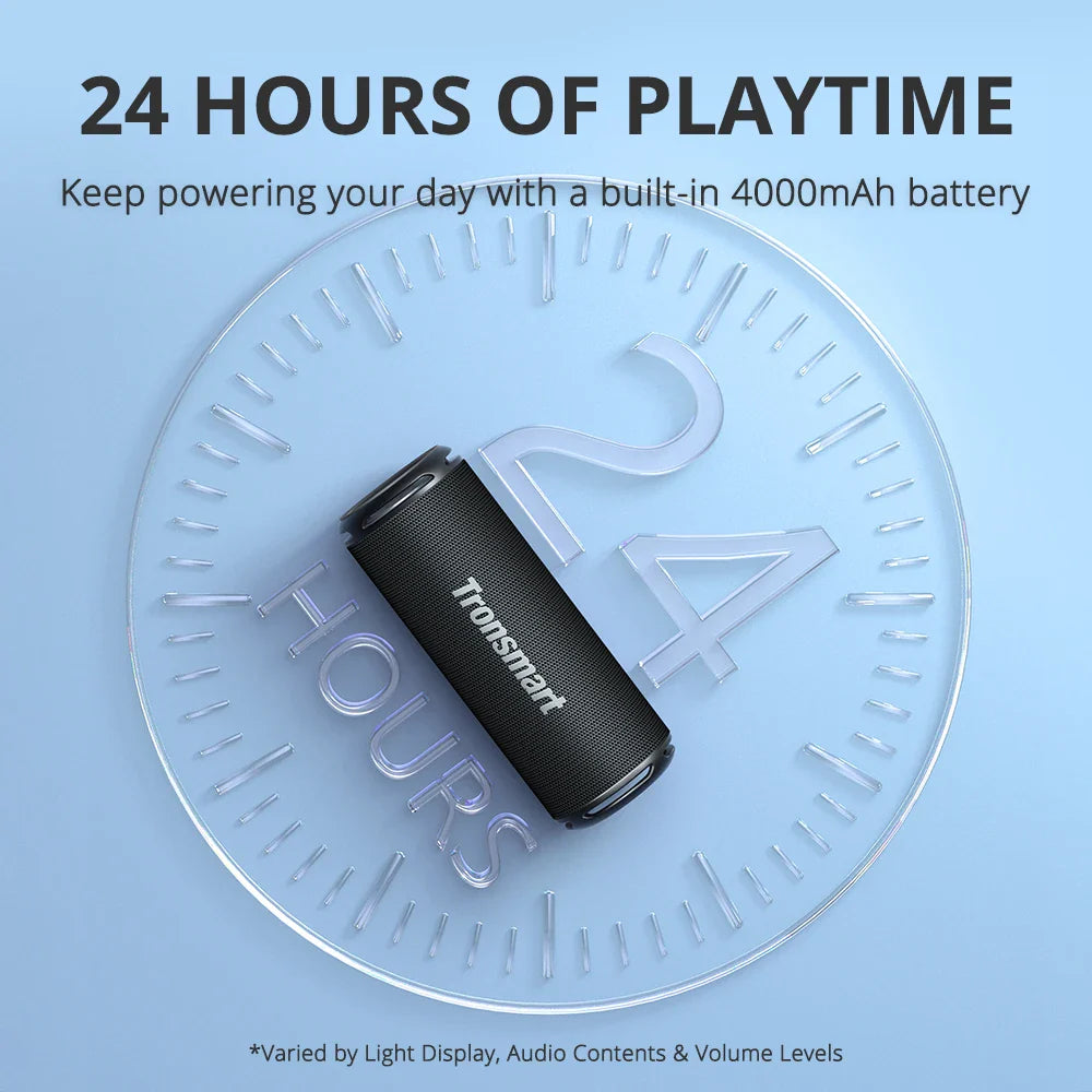 Tronsmart T7 Lite Bluetooth Speaker – Enhanced Bass, 24H Playtime, APP Control, IPX7 Waterproof Portable Speaker for Camping