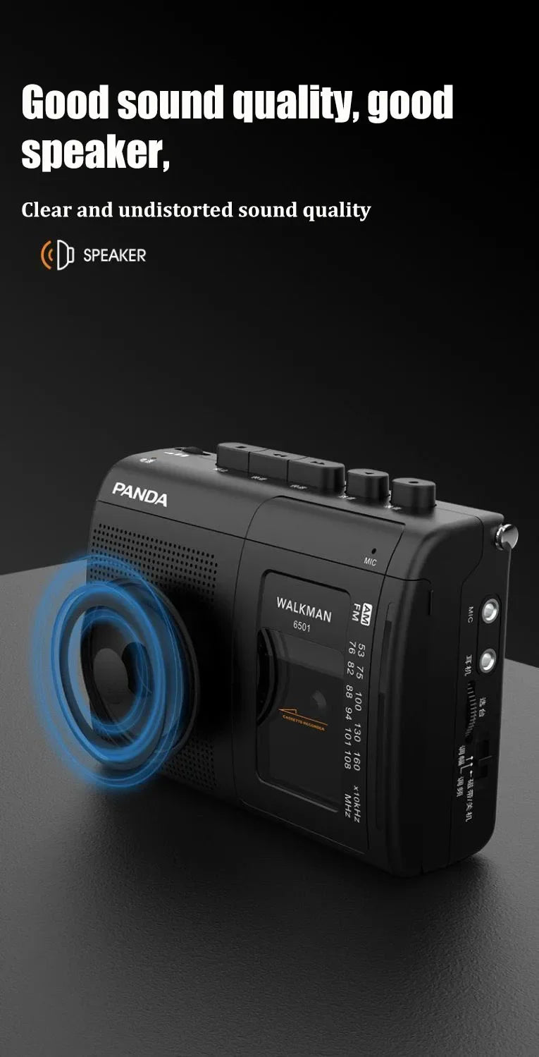 Portable Tape AM/FM Radio – Retro Cassette Music Player Walkman with Loudspeaker & 3.5mm Headphone Support