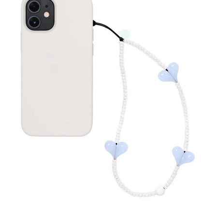 KPOP Black Matte Bead Phone Charm with Pink Heart – Style Phone Strap Lanyard Jewelry Accessory