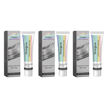 Gray Hair Dye Cream - Smoky Silver Gray Permanent Hair Color Wax for Women & Men