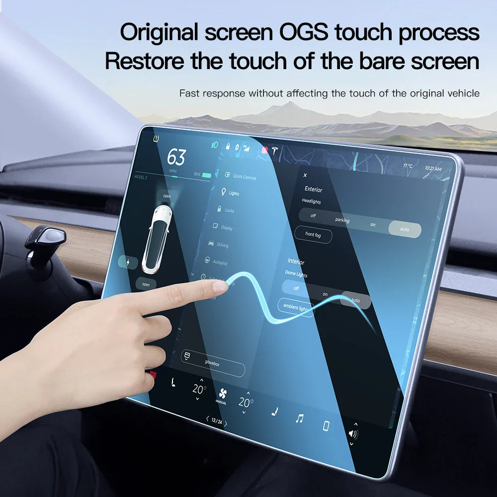 YZ Tempered Glass Screen Protector for Tesla Model 3 Y X 2021-2023 – HD Center Control Protection Film Accessory
