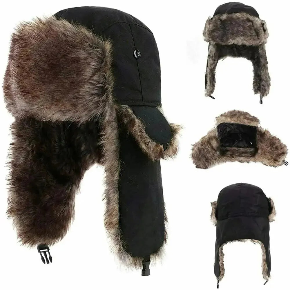 Men's Winter Trapper Aviator Ski Hat - Waterproof Earflap Bomber Cap with Warm Ear Protectors