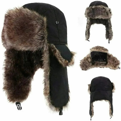 Men's Winter Trapper Aviator Ski Hat - Waterproof Earflap Bomber Cap with Warm Ear Protectors