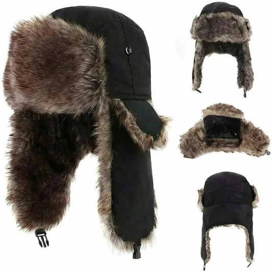 Men's Winter Trapper Aviator Ski Hat - Waterproof Earflap Bomber Cap with Warm Ear Protectors
