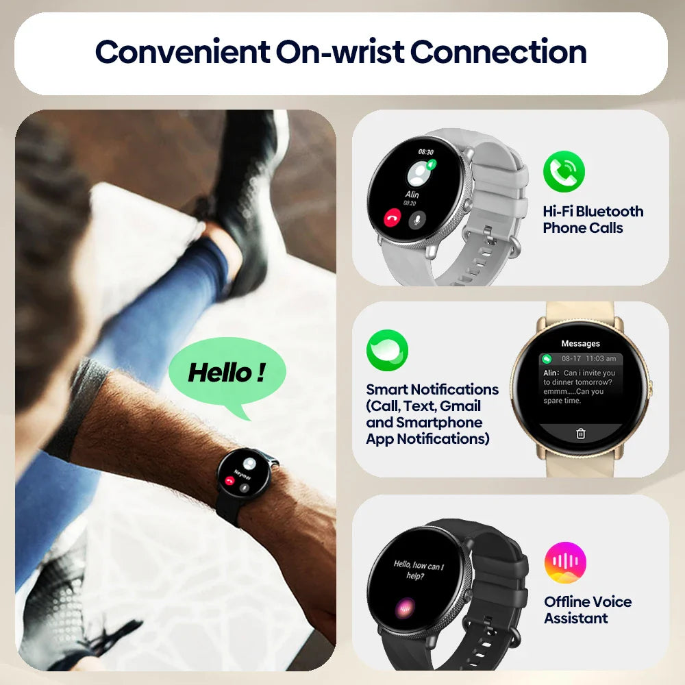 Zeblaze GTR 3 Pro Smartwatch — AMOLED Display Fitness Watch with Call Function, 316L Stainless Steel for Men & Women