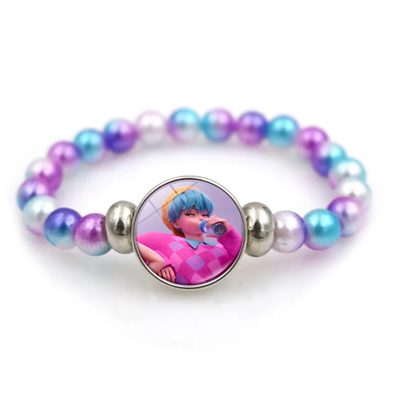2025 KPop Demon Hunters Necklace & Bracelet Set – Kawaii Anime Jewelry for Girls, Cosplay Pendant Accessories