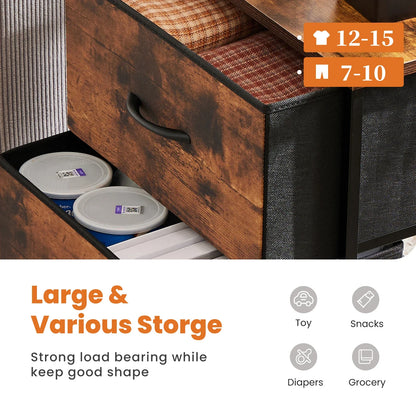 Nightstand Bedside Table – Coffee, Sofa & Tea Table with 2 Fabric Drawers for Bedroom Storage & Clothes Display