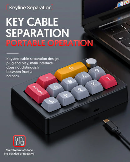 13-Key Programmable Mechanical Mini Keyboard – Hot-Swappable Switches with 7-Color RGB Lighting for Gaming