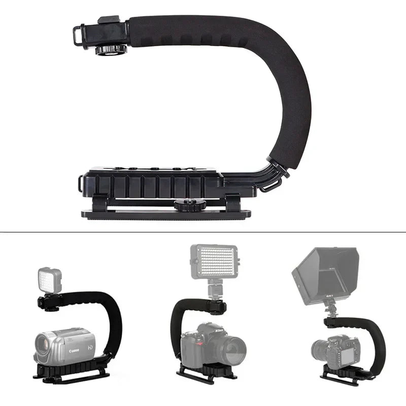 U-Shaped Handheld Camera Stabilizer — Video Grip for DSLR, Nikon, Sony, SLR, and GoPro, Portable Steadicam