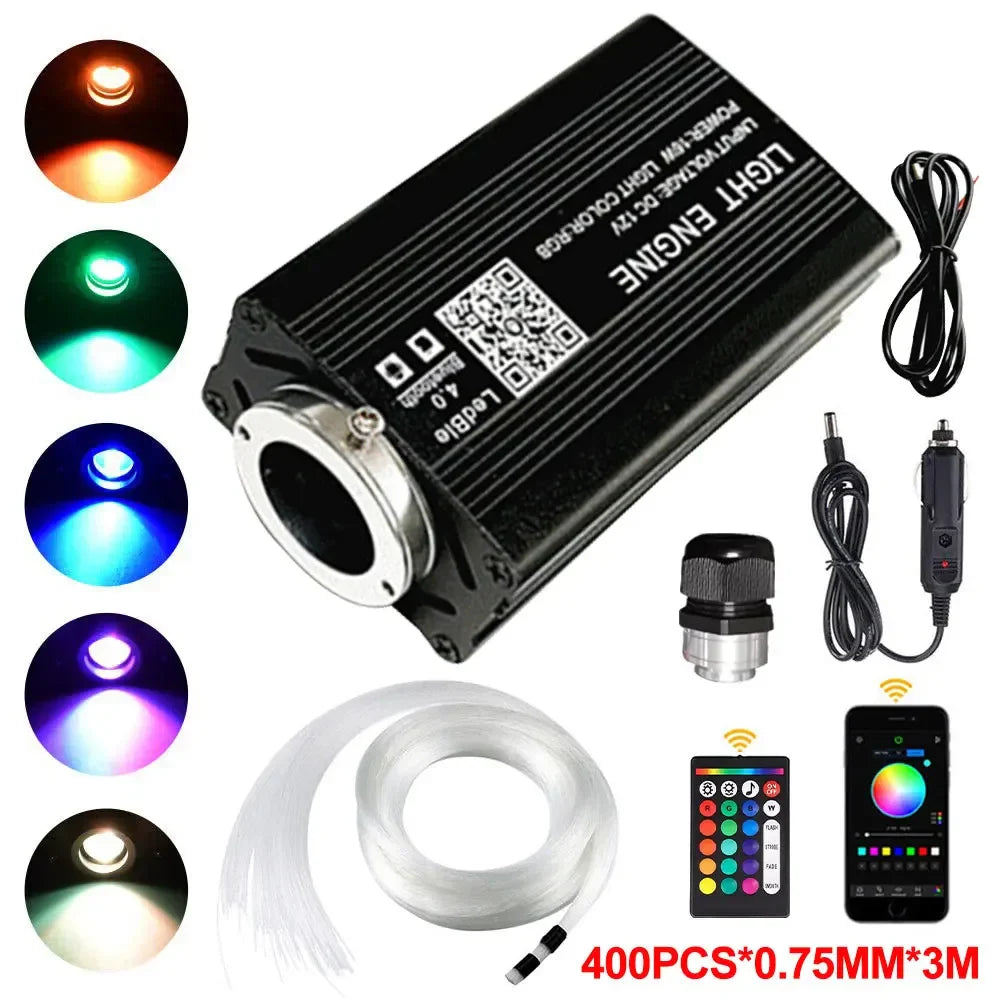 12W RGBW Starry Sky Car Ceiling Light - Fiber Optic APP Control Interior Atmosphere Light for Car & Home Decor