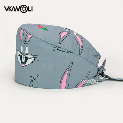 Printed Scrub Cap for Pet Grooming – Work Skull Cap & Women’s Scrubs Hat Accessories