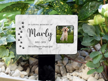 Personalized Pet Memorial Stake – Acrylic Grave Marker for Dog & Cat with Photo & Text