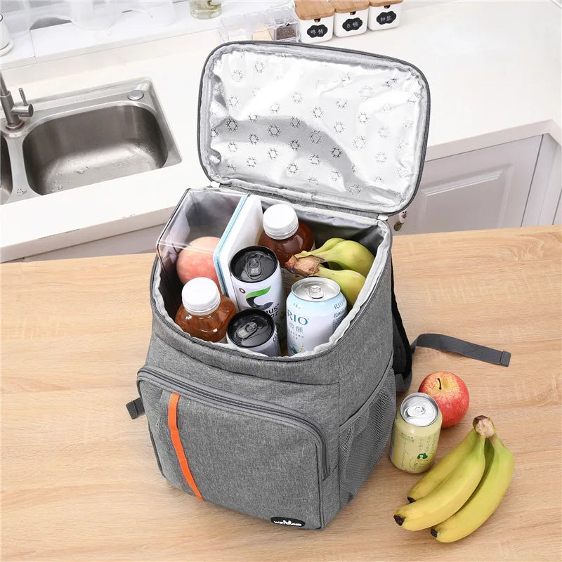 20L Portable Thermal Lunch Bag - Durable Waterproof Cooler Ice Insulated Case for Camping, Oxford Dinner Backpacks Icebox