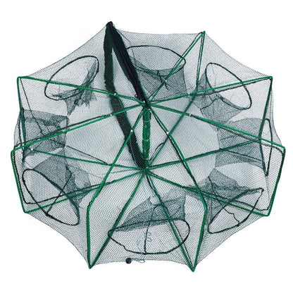 Folding Mesh Fishing Net Tackle - Crayfish Catcher Casting Cage for Crab, Shrimp, Smelt, Eels Traps