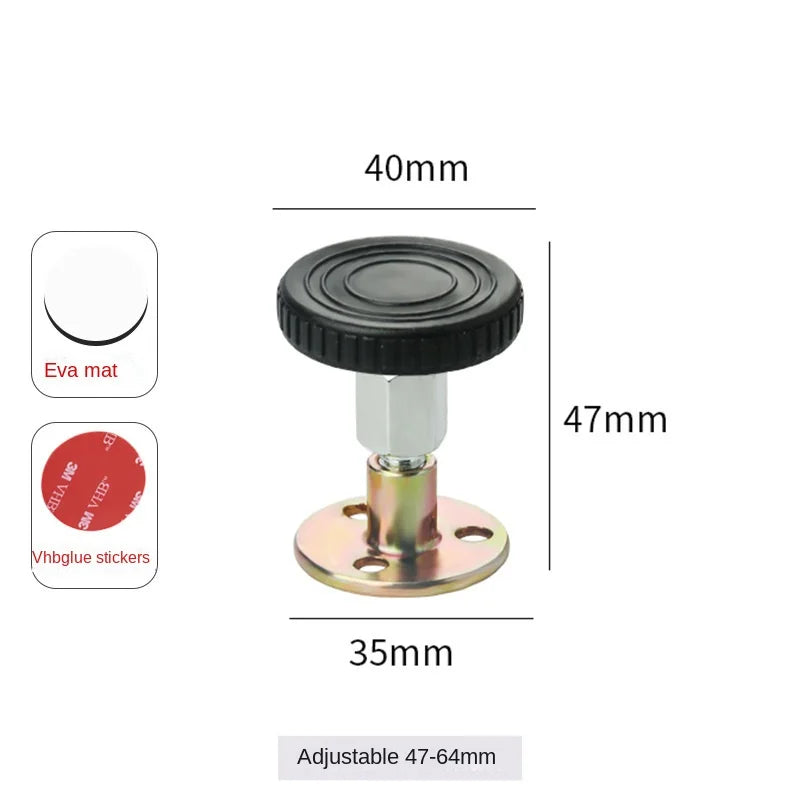 Adjustable Threaded Bed Shock Mount | Furniture & Cabinet Stabilizers | Self-Adhesive Headboard Stoppers