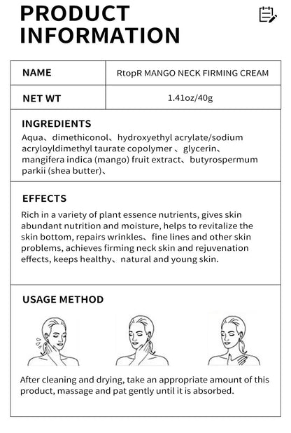 Rtopr Neck Cream — Reinforced Wrinkle Removal, Whitening & Moisturizing, Rejuvenating Neck Skincare