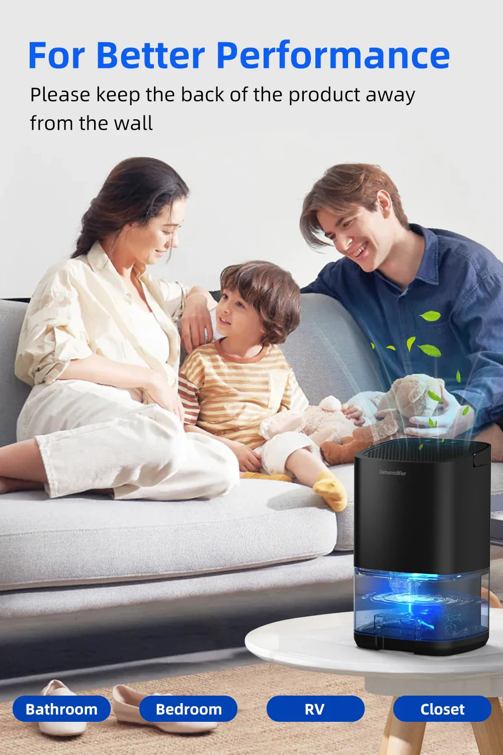 1000ml Portable Dehumidifier – Energy Efficient, Damp, Mold & Moisture Eliminator for Home, Office & RV