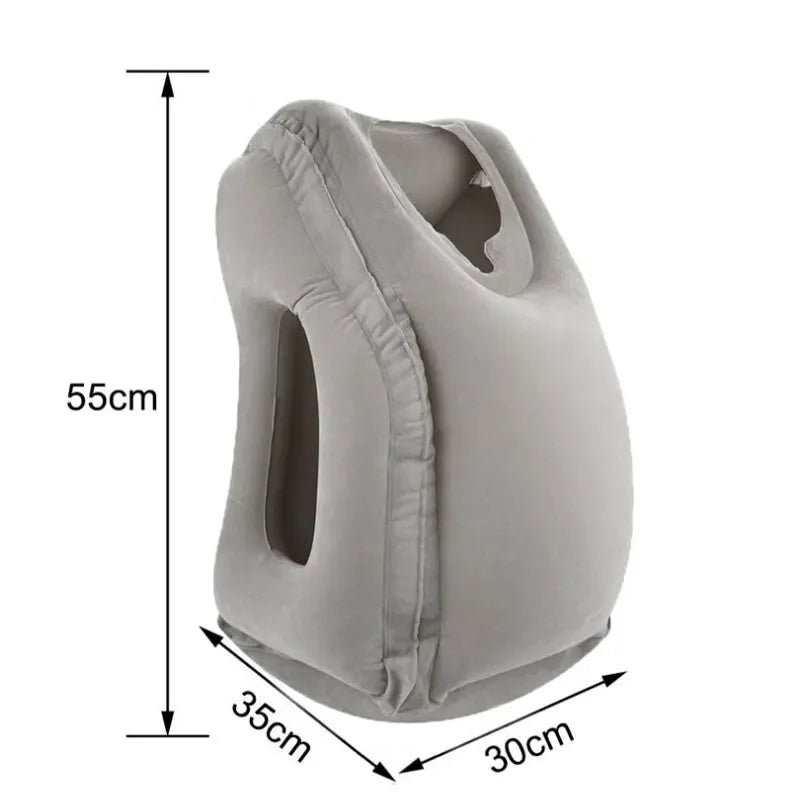 Inflatable Air Cushion Travel Pillow - Headrest with Chin Support for Airplane, Office Rest, and Neck Nap