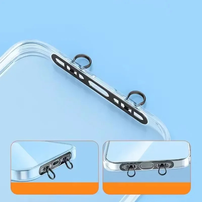 Ultra-Thin Stainless Steel Phone Lanyard Gasket Patch – Metal Hanging Cord Clip Connector for Cellphone Safety Accessories