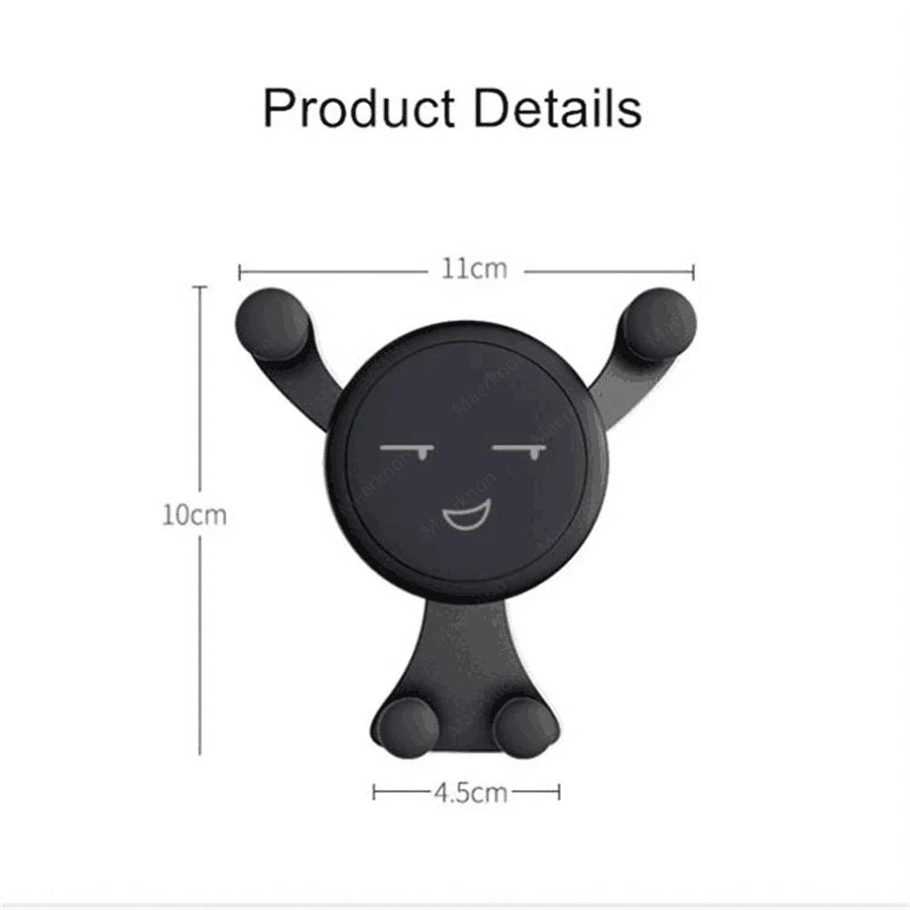 Gravity Car Phone Holder – Air Vent Clip with Smile Face Bear, Mobile Stand for iPhone, Samsung, and GPS Devices