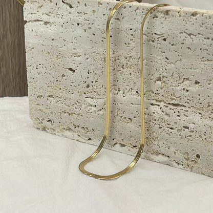 Minimalist Unisex Snake Chain Necklace Choker – Stainless Steel Herringbone Gold Color Fashion Jewelry for Women & Men
