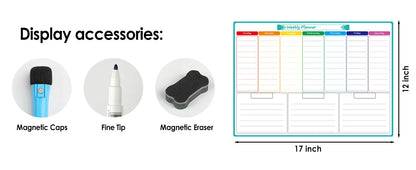 A3 Dry Erase Whiteboard Fridge Calendar – Weekly & Monthly Planner in Spanish, French, English