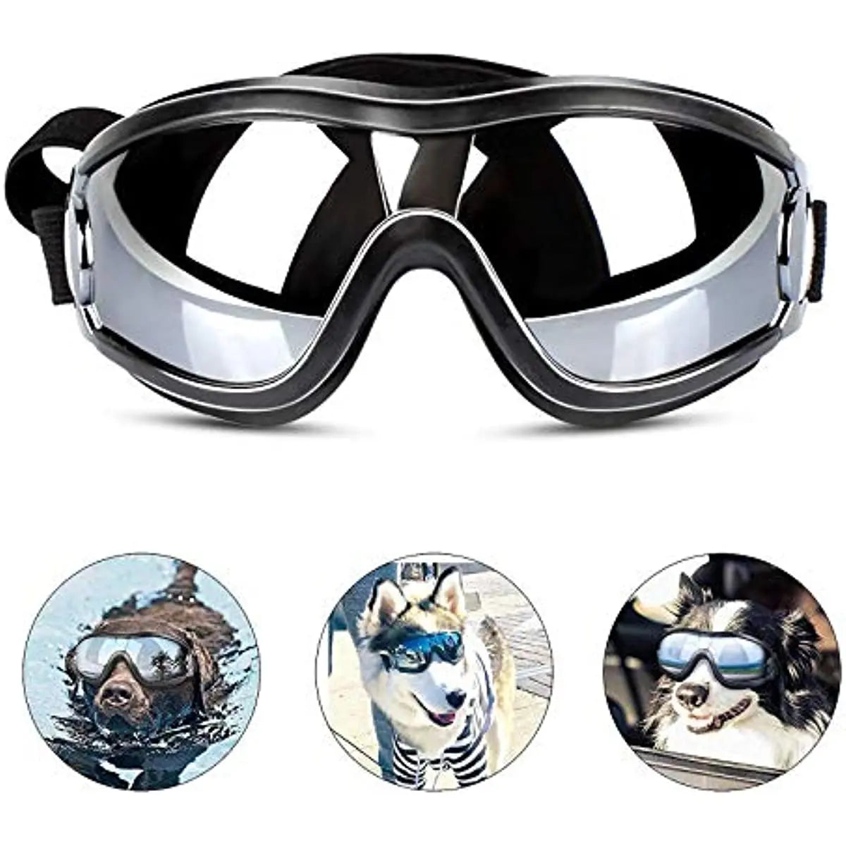 Adjustable Dog Sunglasses: Anti-Fog Goggles for Travel Skiing, Snow, and Outdoor Adventures - Pet Goggles for Medium to Large Dogs