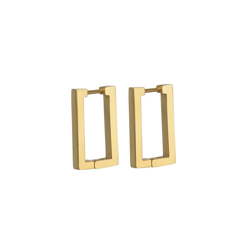 Kshmir Stainless Steel Rectangular Hoop Earrings – Geometric Trendy Jewelry for Women 2023