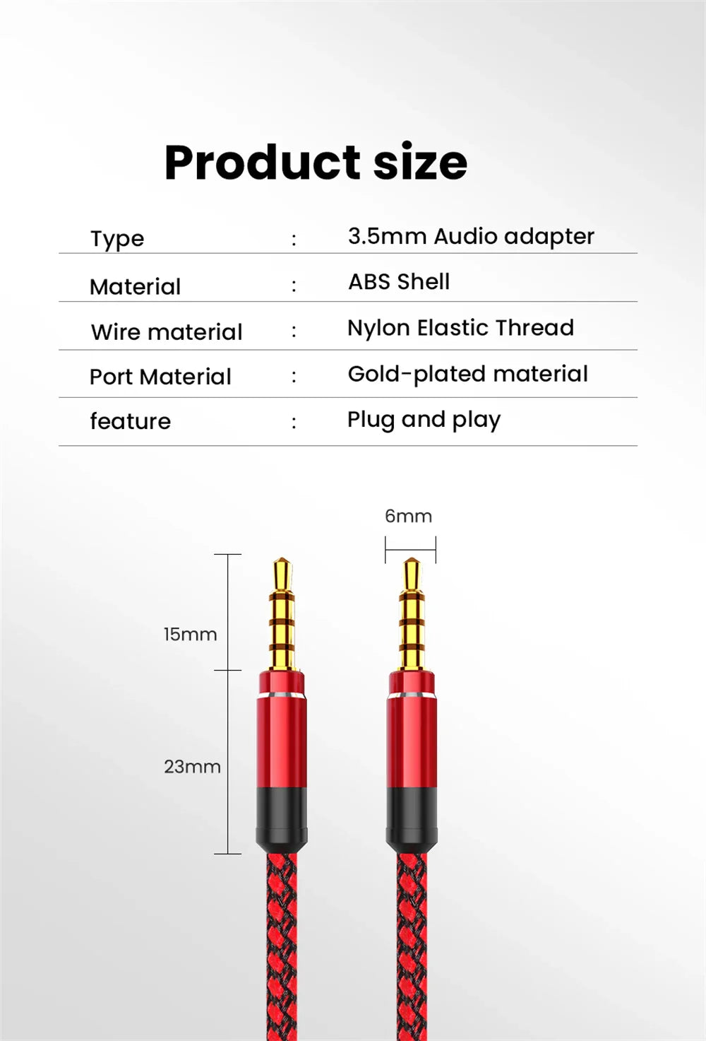 NNBILI 1.5M 3.5mm Audio Cable - Nylon Braid AUX Cable for Phone, MP3, Car Headset & Speaker Extension