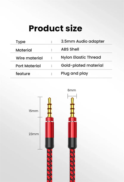 NNBILI 1.5M 3.5mm Audio Cable - Nylon Braid AUX Cable for Phone, MP3, Car Headset & Speaker Extension