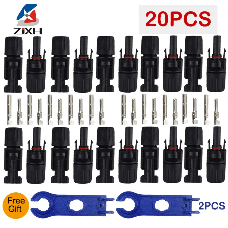 DC Solar Connector Kit 1000V 30A – IP67 Waterproof PV/MC Cable Connectors (5–200 Pcs, 2.5/4/6mm²)
