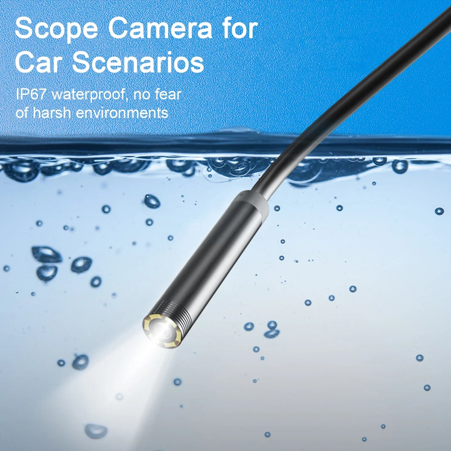 Type-C Endoscope Camera with LED Lights - 5.5/7mm Scope, Available in 1m, 1.5m, 2m Lengths, Ideal for Car Engine Inspections