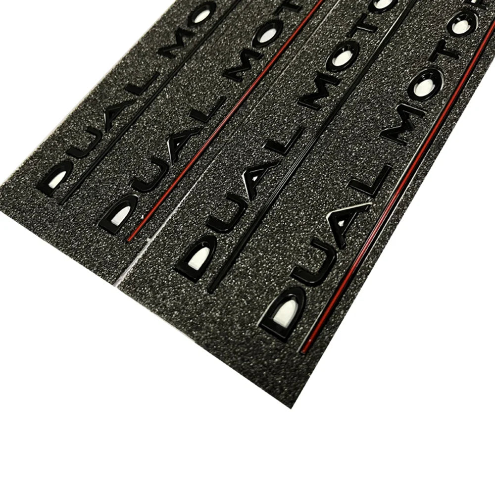 DUAL MOTOR Emblem for Tesla Model 3/Y/X/S — Chrome & Black/Red Trunk Badge Sticker, Car Styling